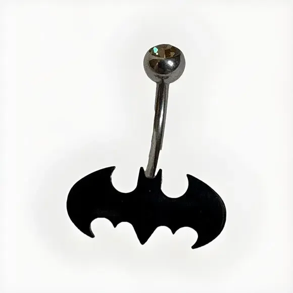 DC Comics Batman Logo 316L Stainless Steel 14G Body Jewelry Belly Navel Ring - Picture 1 of 6
